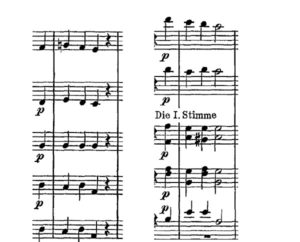 序奏弦楽器と木管楽器４部音符